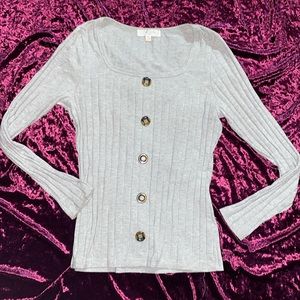 Long Sleeve Ribbed Shirt with Buttons